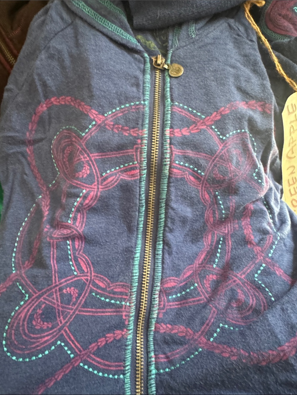Green Apple Eco Bamboo Fitted Hoodie Embroidered Women’s Medium- NWT